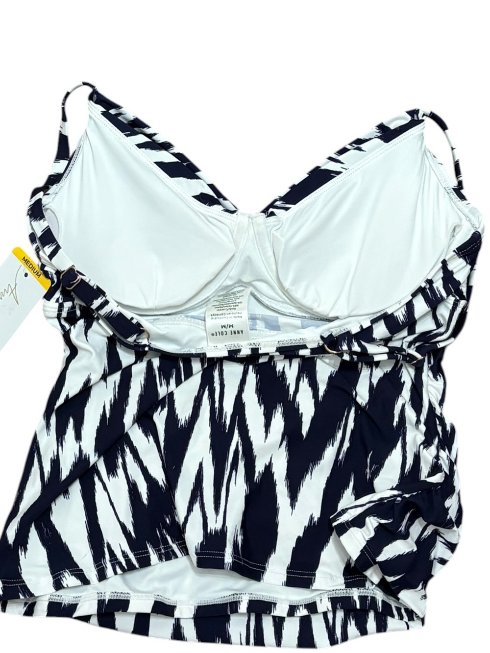 Anne Cole Navy & White Printed Tankini Swim Top, Size M, NWT - Picture 4 of 6